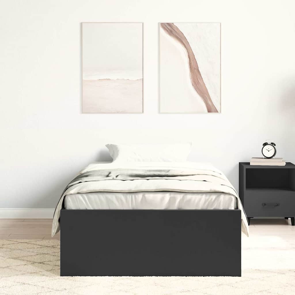 Bed Frame without Mattress Black 75x190 cm Small Single Small Single