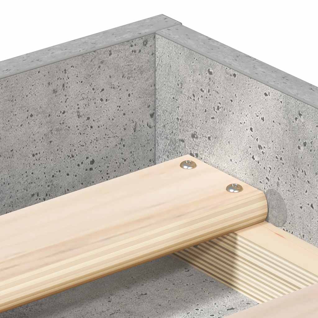 Bed Frame without Mattress Concrete Grey 75x190 cm Small Single Small Single