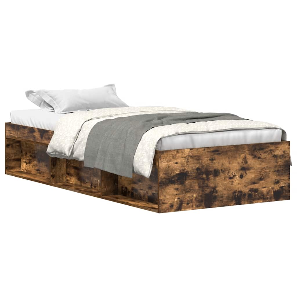 Bed Frame without Mattress Smoked Oak 75x190 cm Small Single Small Single