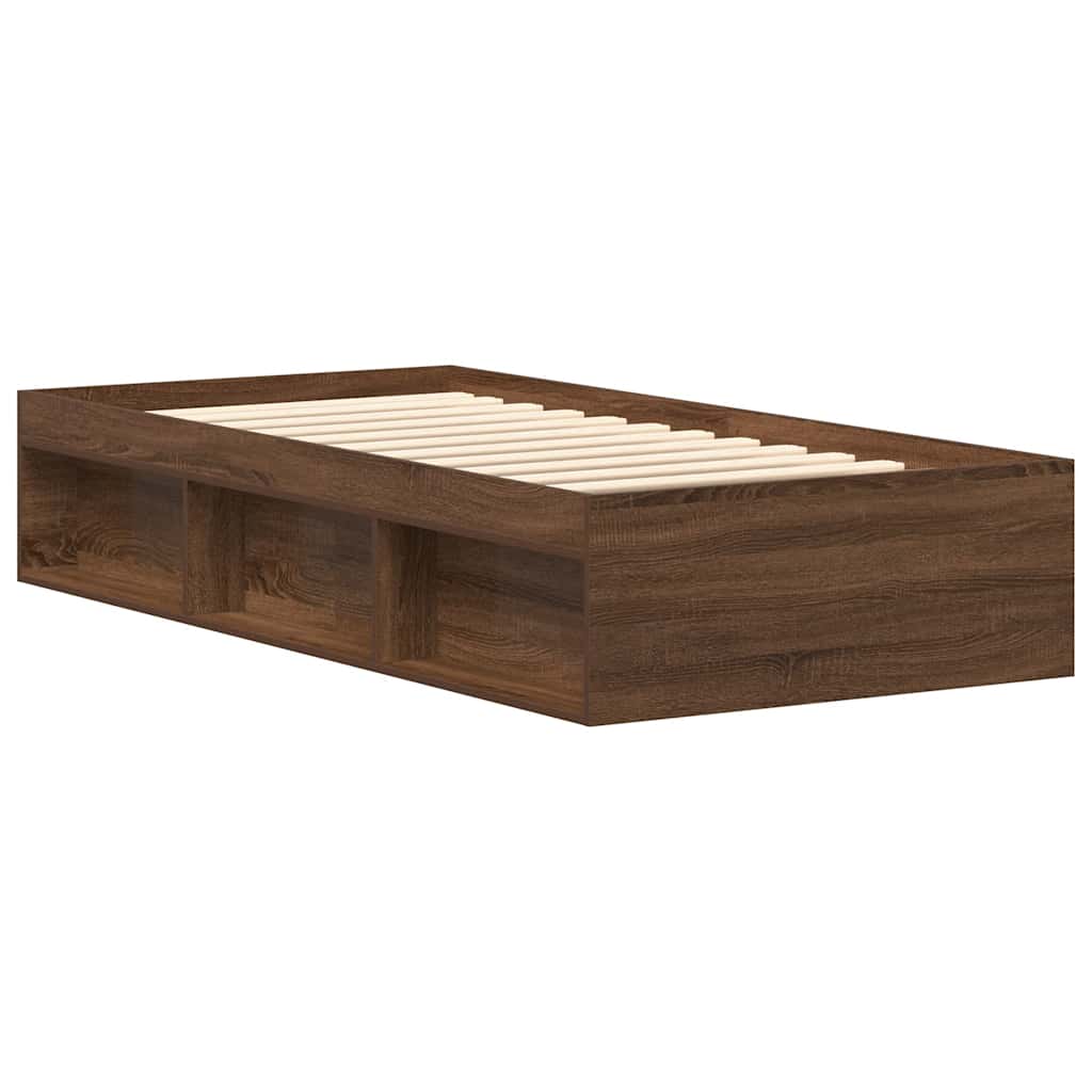Bed Frame without Mattress Brown Oak 75x190 cm Small Single Small Single