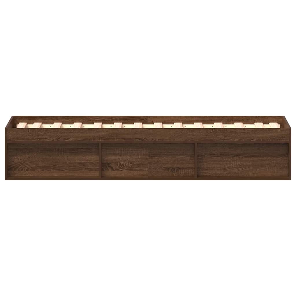 Bed Frame without Mattress Brown Oak 75x190 cm Small Single Small Single