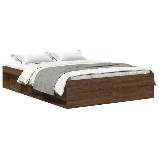 Bed Frame without Mattress Brown Oak 120x200 cm