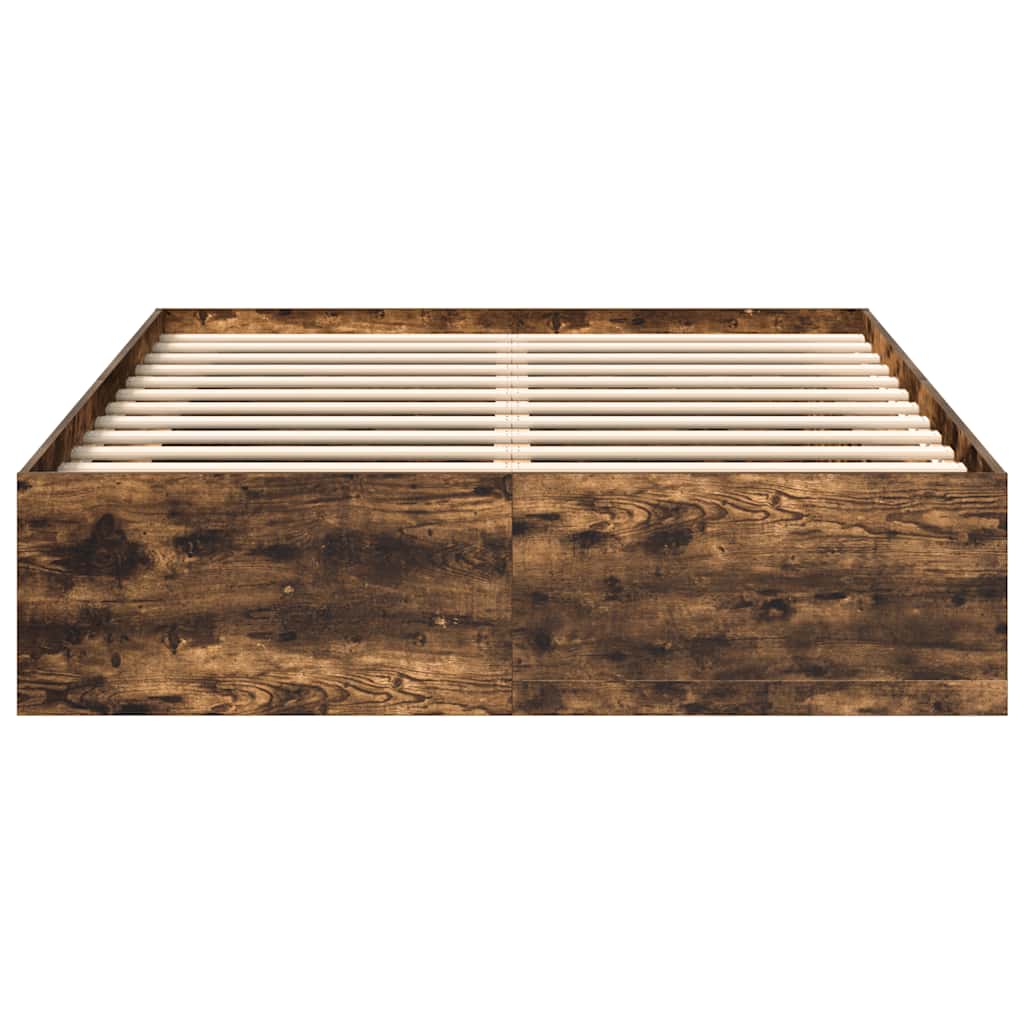 Bed Frame without Mattress Smoked Oak 140x200 cm