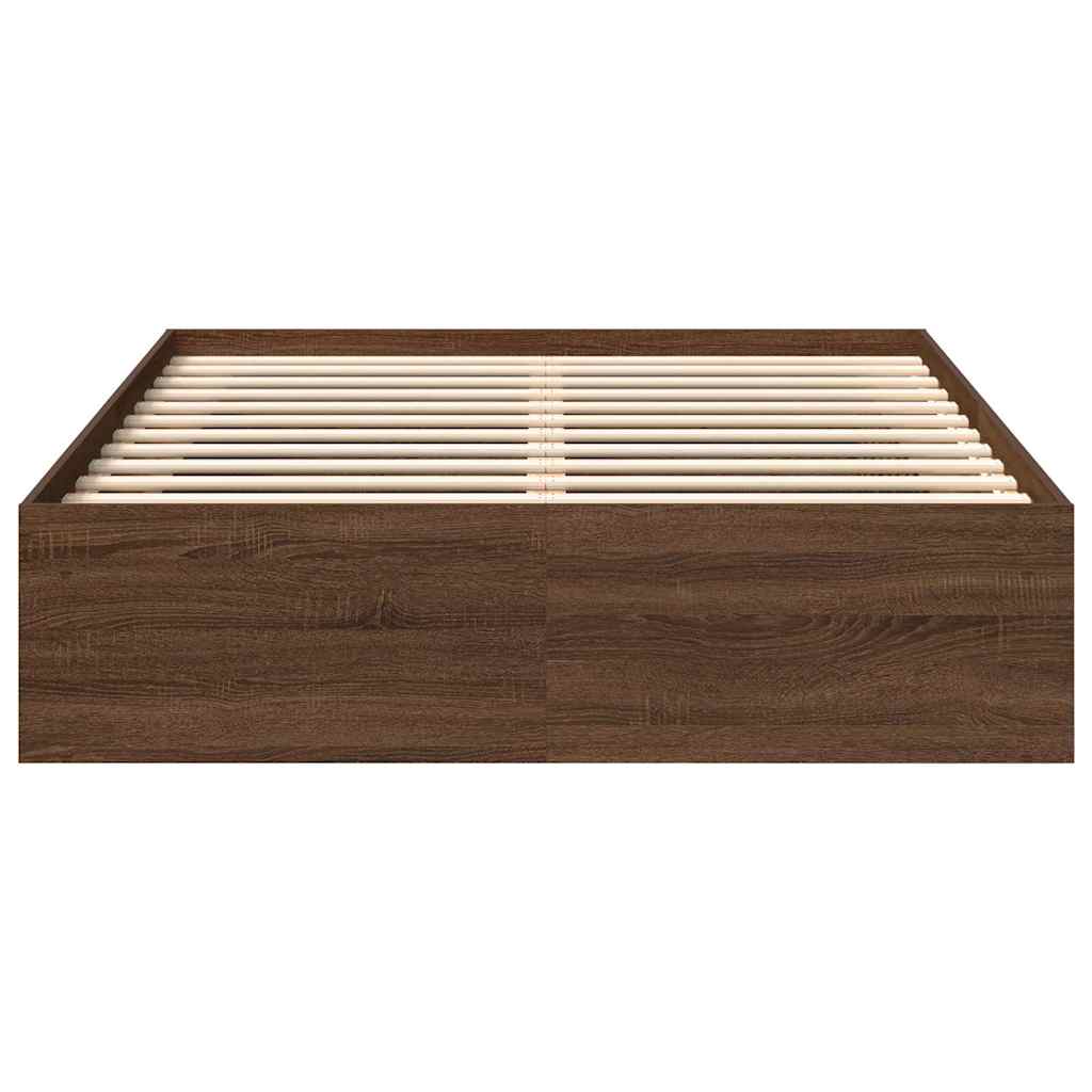 Bed Frame without Mattress Brown Oak 140x200 cm