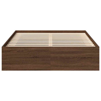 Bed Frame without Mattress Brown Oak 140x200 cm