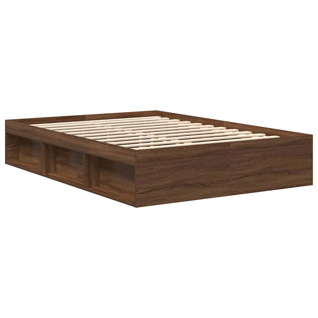 Bed Frame without Mattress Brown Oak 140x200 cm