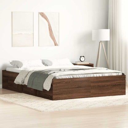 Bed Frame without Mattress Brown Oak 140x200 cm