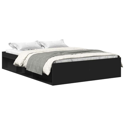 Bed Frame without Mattress Black 150x200 cm King Size King Size