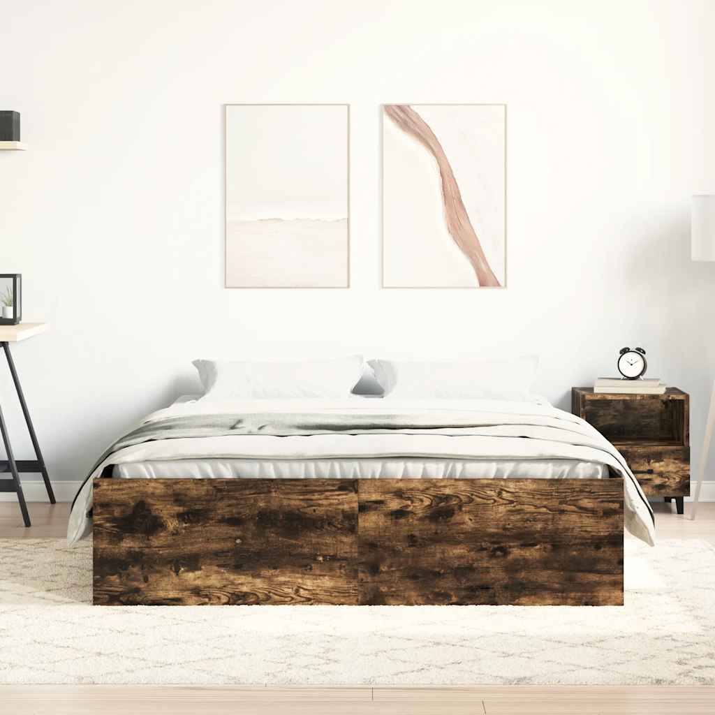 Bed Frame without Mattress Smoked Oak 120x190 cm Small Double Small Double