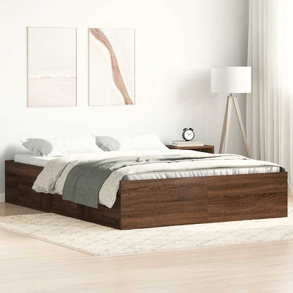 Bed Frame without Mattress Brown Oak 120x190 cm Small Double Small Double