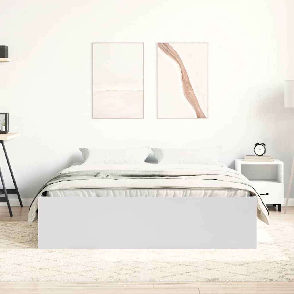 Bed Frame without Mattress White 140x190 cm