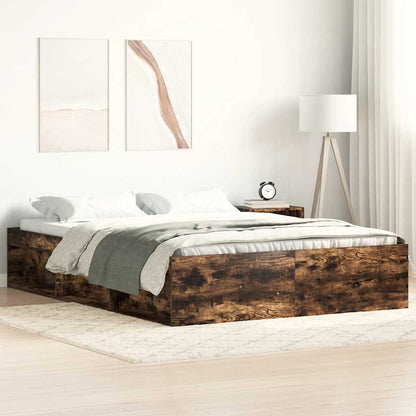 Bed Frame without Mattress Smoked Oak 135x190 cm Double Double