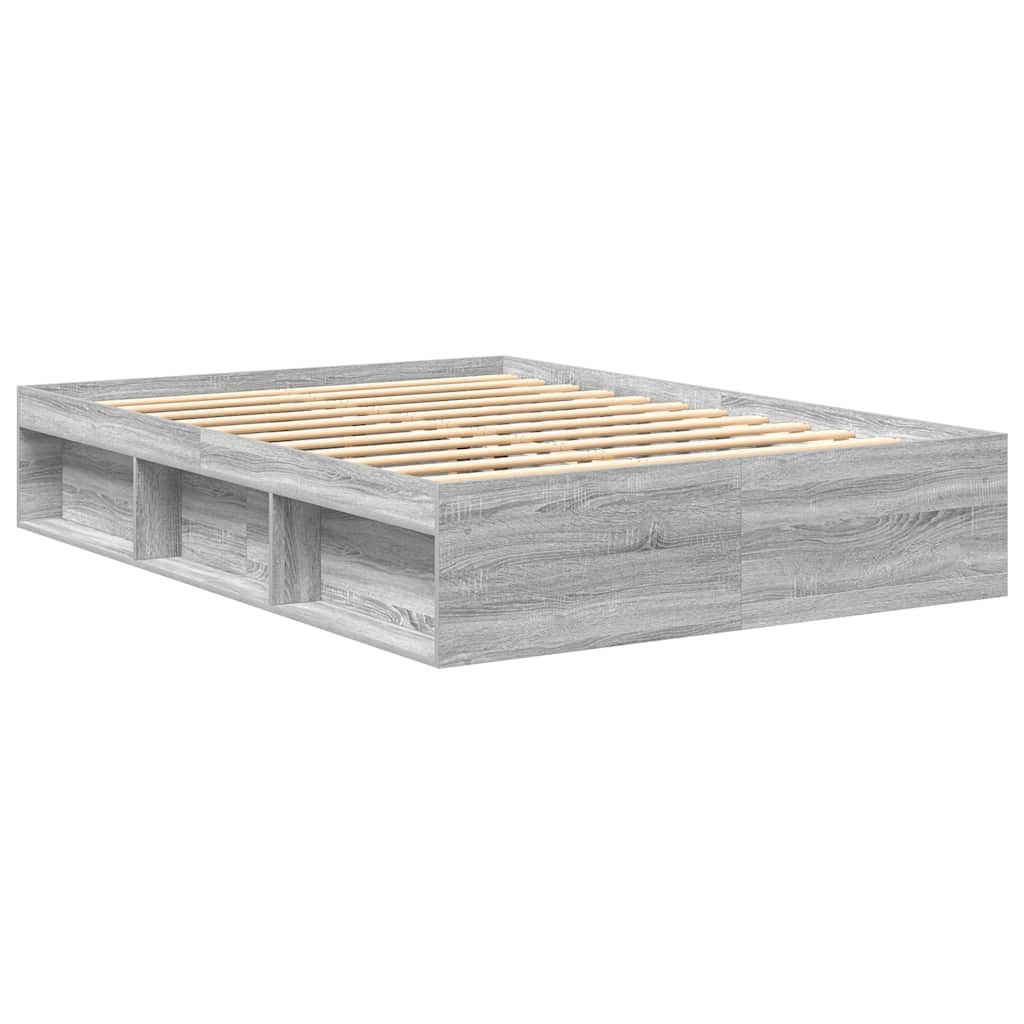 Bed Frame without Mattress Grey Sonoma 135x190 cm Double Double