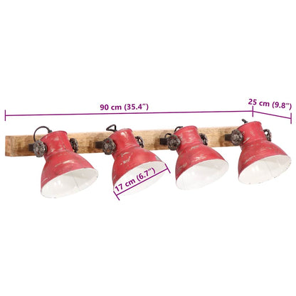 Wall Lamp 25 W Distressed Red 90x25 cm E27