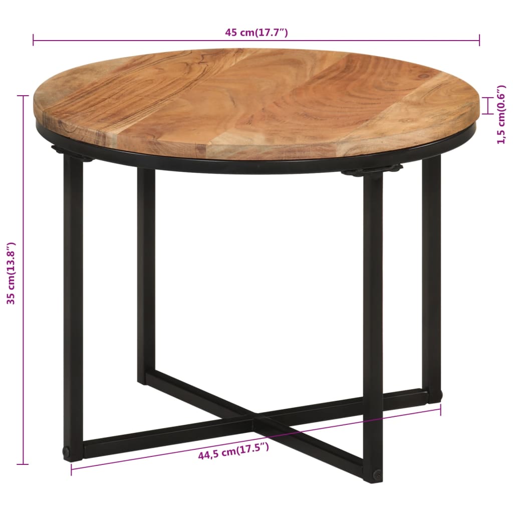 Coffee Table 45x45x35 cm Solid Wood Acacia and Iron