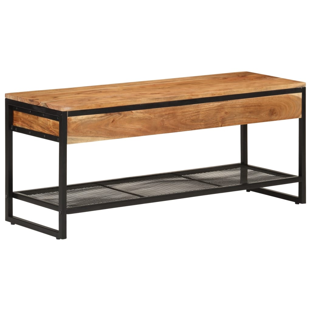 Shoe Bench 110x35x45 cm Solid Wood Acacia and Iron
