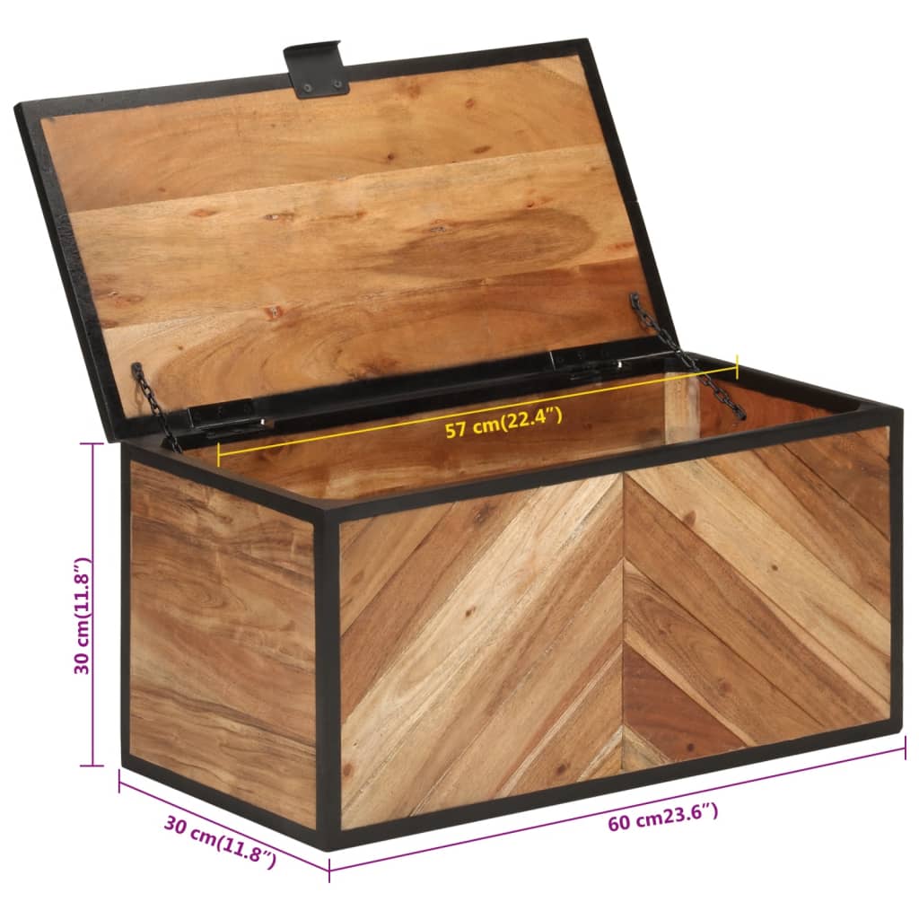 Storage Box 60x30x30 cm Solid Wood Acacia and Iron