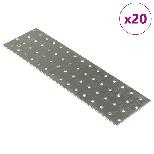Perforated Plates 20 pcs 2 mm 300x80 mm Galvanised Steel