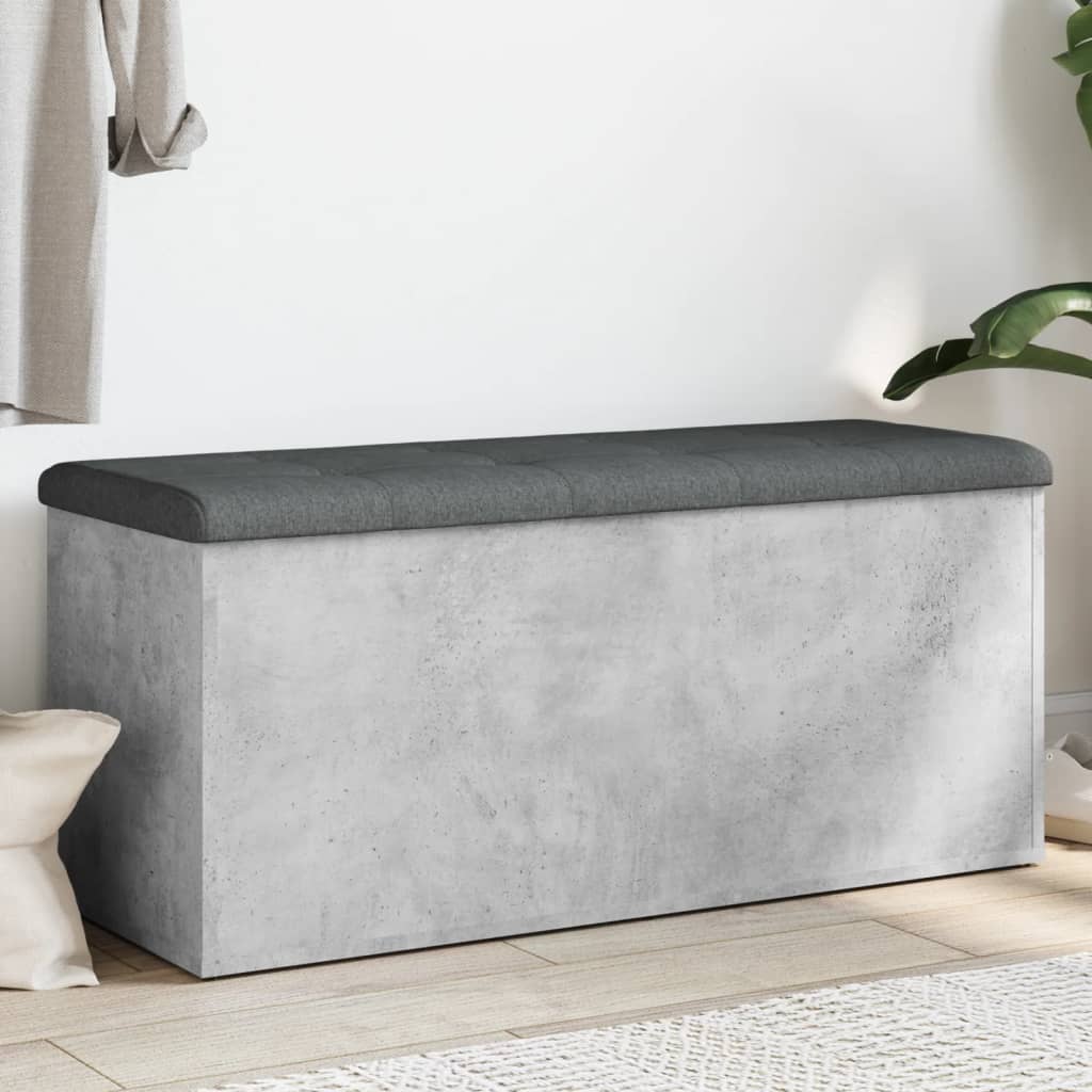 Storage Bench Concrete Grey 102x42x45 cm Engineered Wood