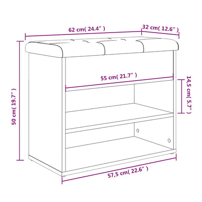 Shoe Bench Sonoma Oak 62x32x50 cm Engineered Wood