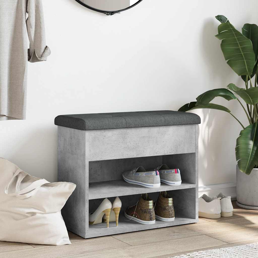 Shoe Bench Concrete Grey 62x32x50 cm Engineered Wood