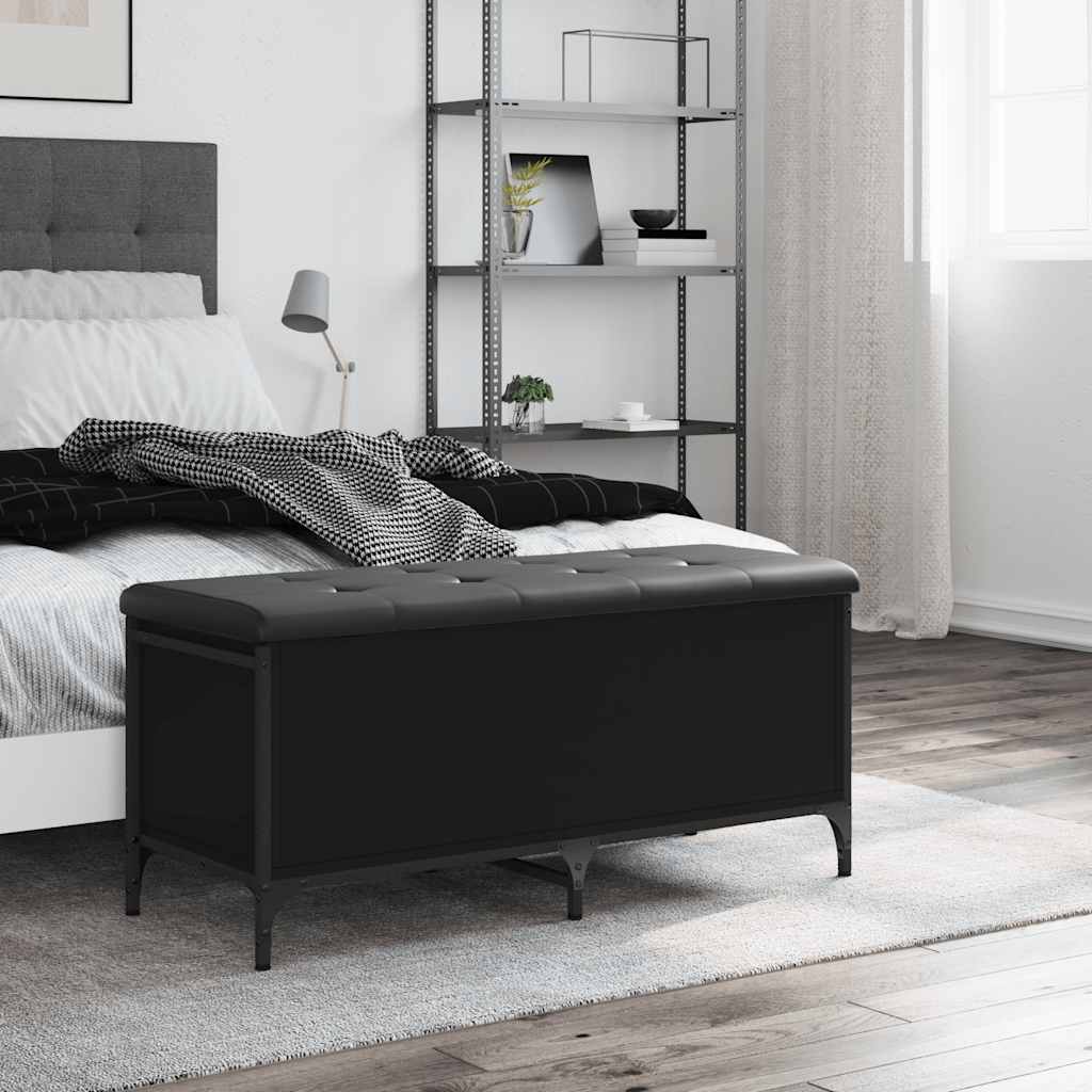 Storage Bench Black 102x42x45 cm Engineered Wood