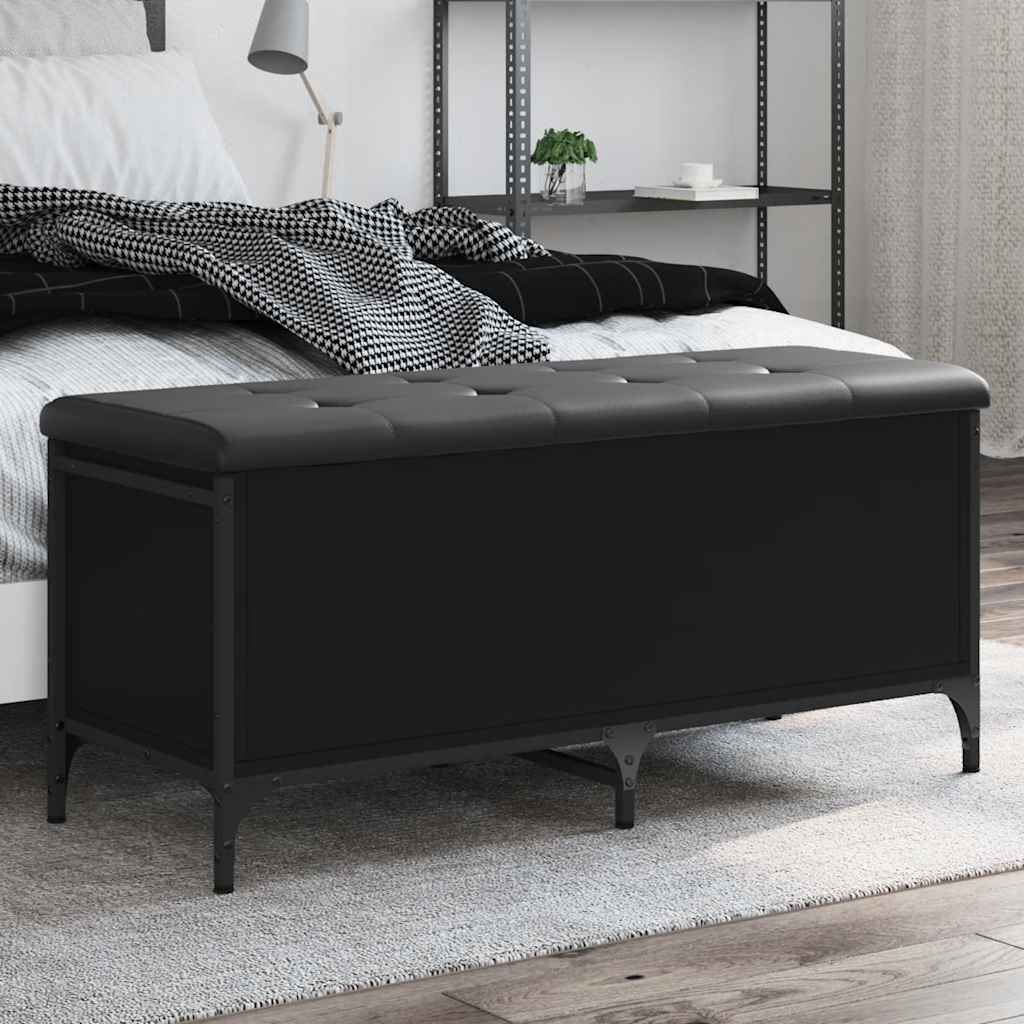 Storage Bench Black 102x42x45 cm Engineered Wood