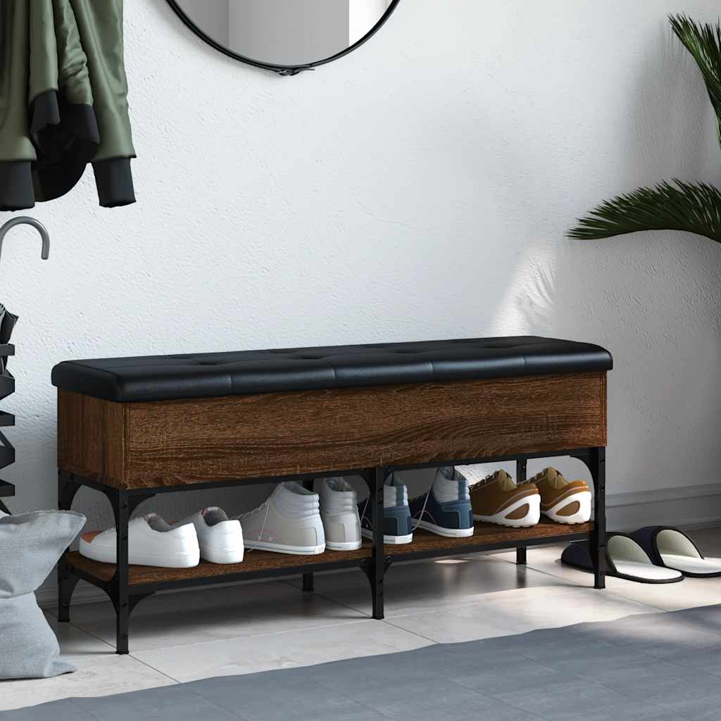 Shoe Bench Brown Oak 102x32x45 cm Engineered Wood