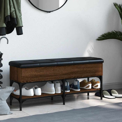 Shoe Bench Brown Oak 102x32x45 cm Engineered Wood