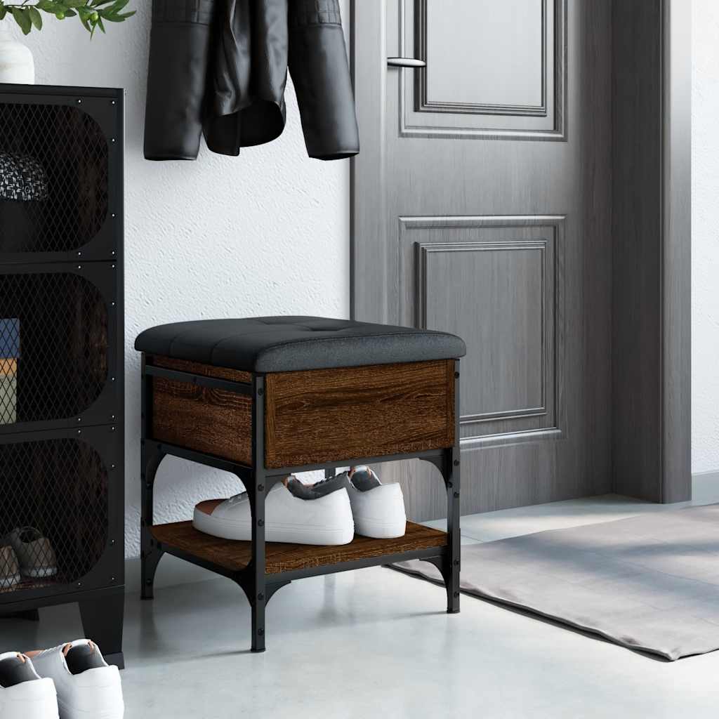 Shoe Bench Brown Oak 42x42x45 cm Engineered Wood