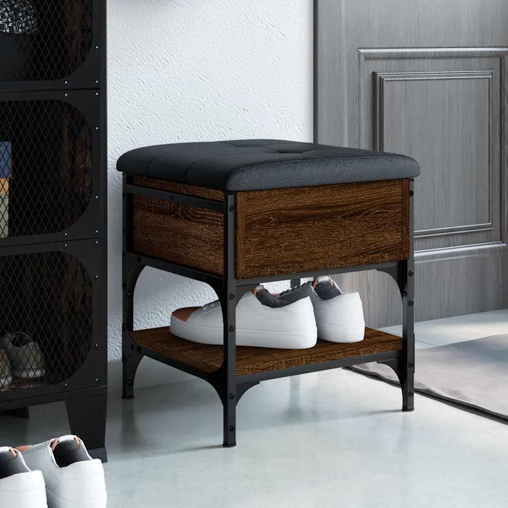 Shoe Bench Brown Oak 42x42x45 cm Engineered Wood