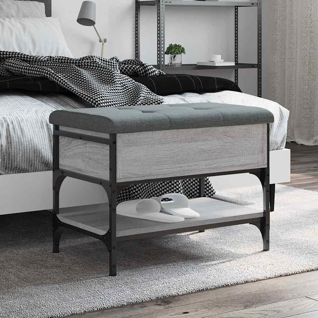 Shoe Bench Grey Sonoma 62x42x45 cm Engineered Wood