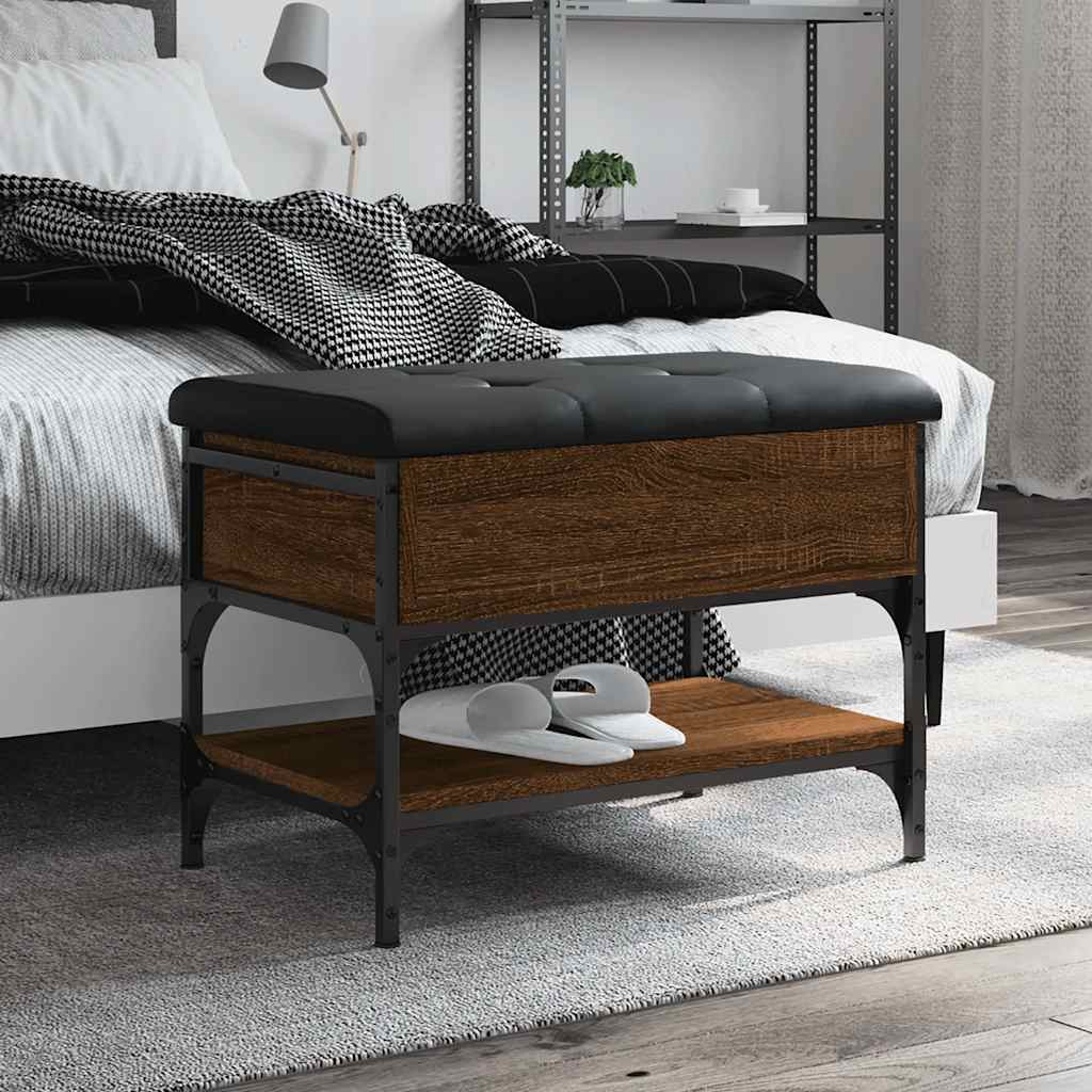 Shoe Bench Brown Oak 62x42x45 cm Engineered Wood