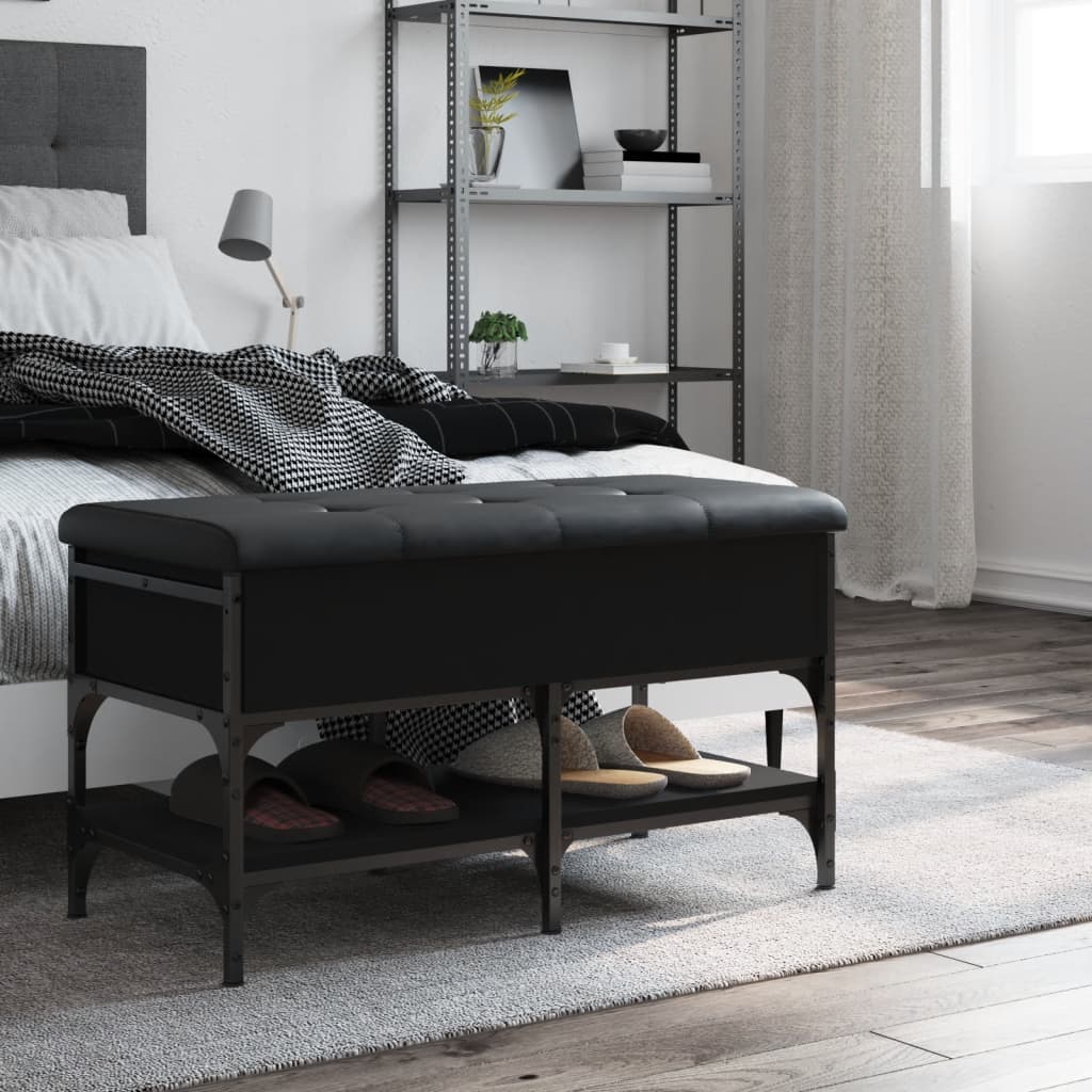 Shoe Bench Black 82x42x45 cm Engineered Wood