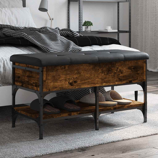 Shoe Bench Smoked Oak 82x42x45 cm Engineered Wood