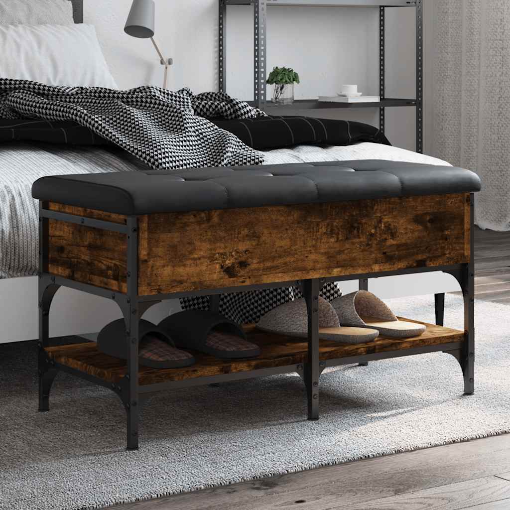 Shoe Bench Smoked Oak 82x42x45 cm Engineered Wood