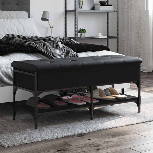 Shoe Bench Black 102x42x45 cm Engineered Wood