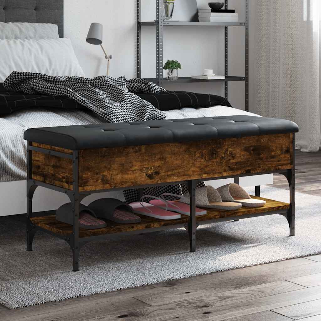 Shoe Bench Smoked Oak 102x42x45 cm Engineered Wood