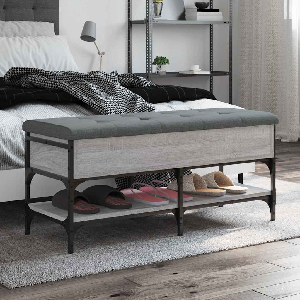 Shoe Bench Grey Sonoma 102x42x45 cm Engineered Wood
