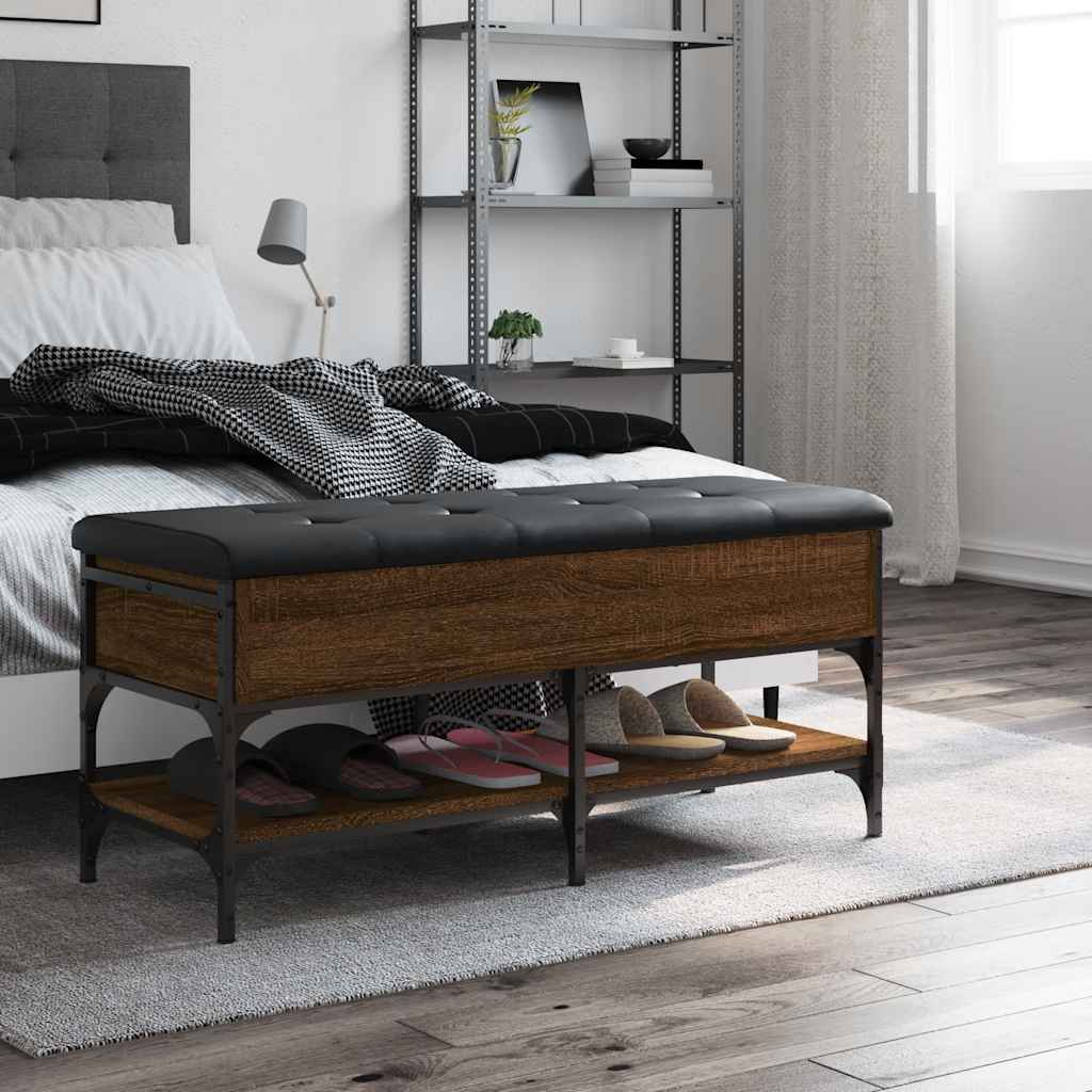 Shoe Bench Brown Oak 102x42x45 cm Engineered Wood