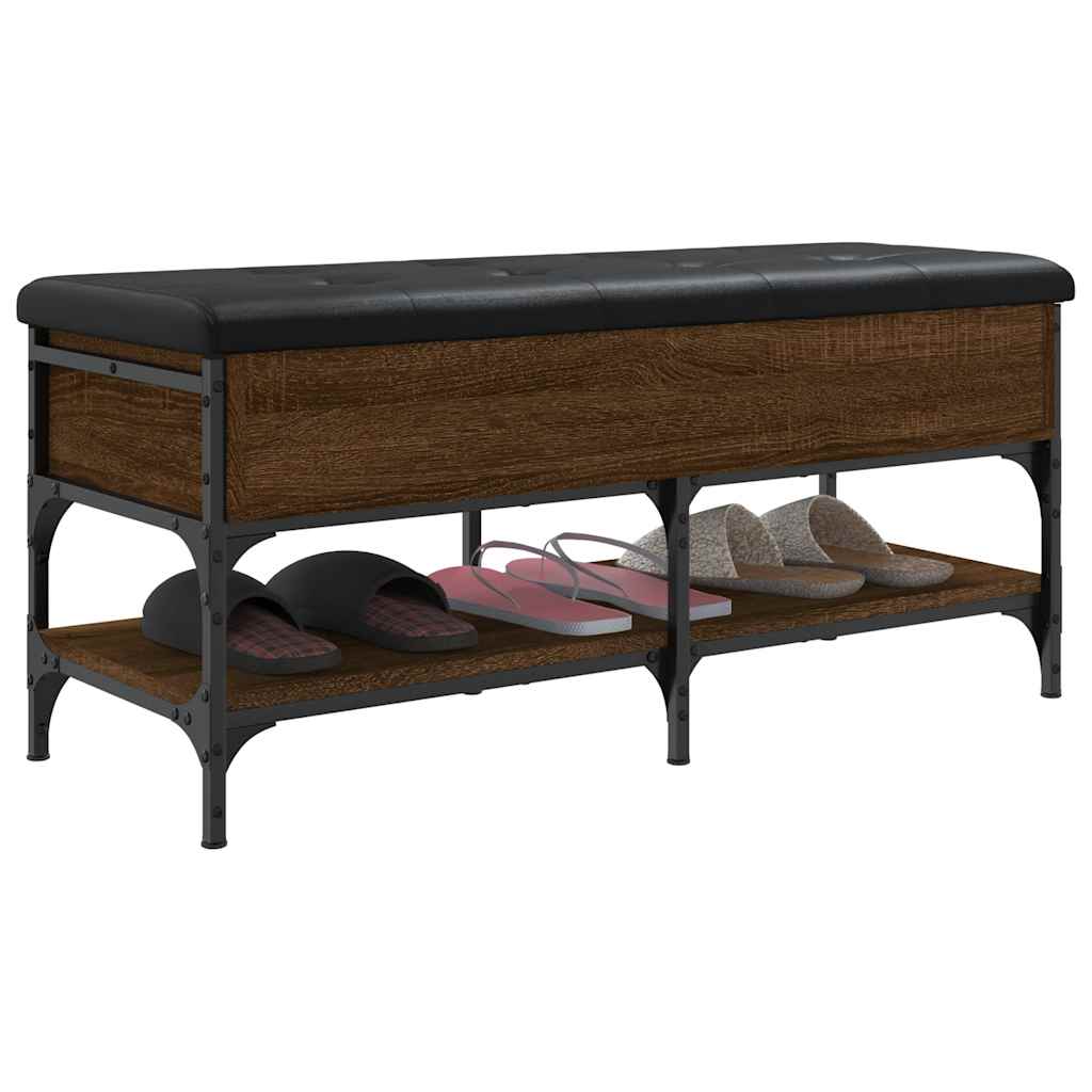 Shoe Bench Brown Oak 102x42x45 cm Engineered Wood