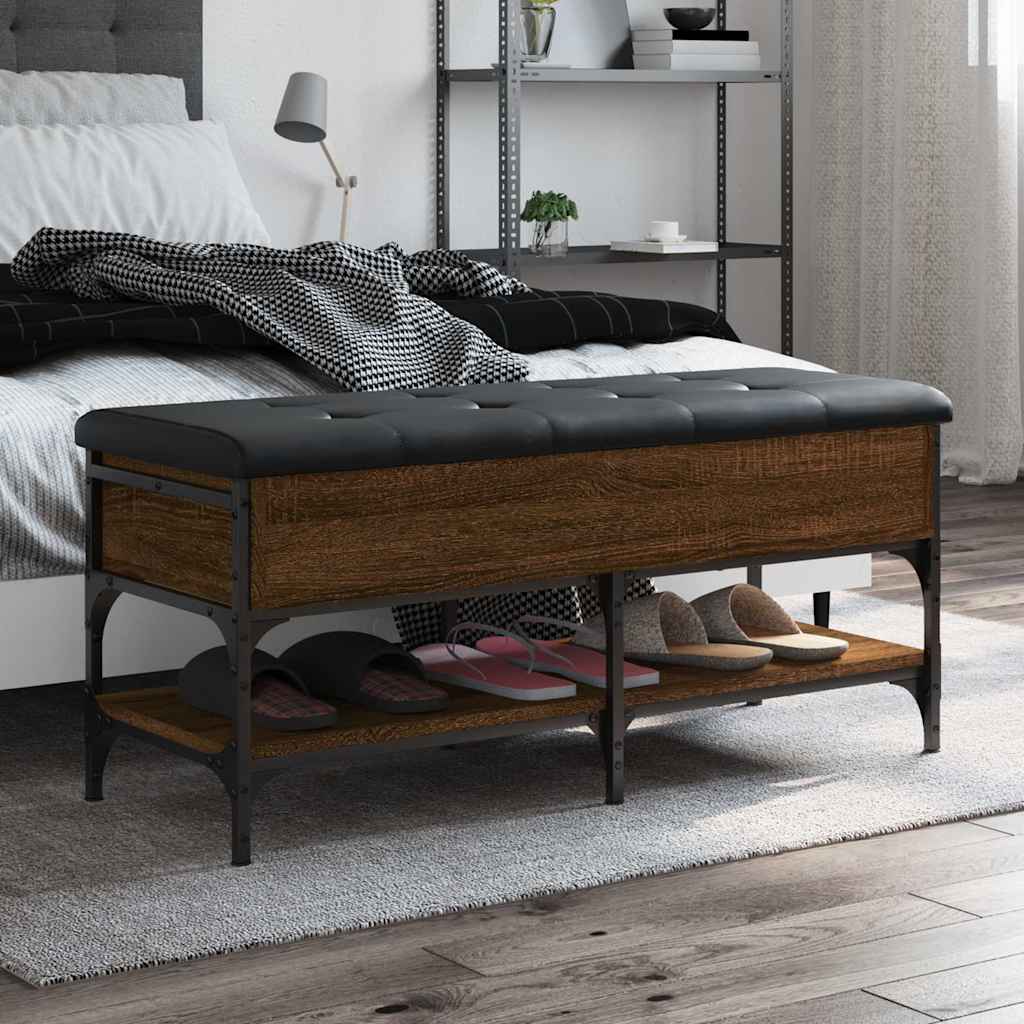 Shoe Bench Brown Oak 102x42x45 cm Engineered Wood