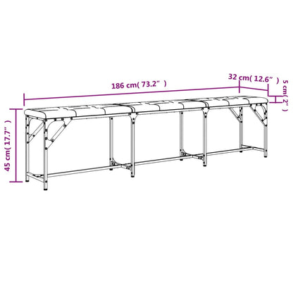 Dining Bench Light Grey 186x32x45 cm Steel and Fabric
