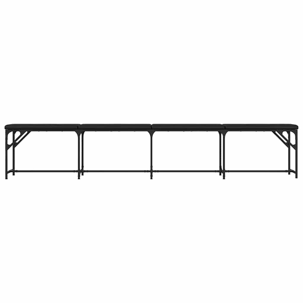 Dining Bench Black 248x32x45 cm Steel and Faux Leather