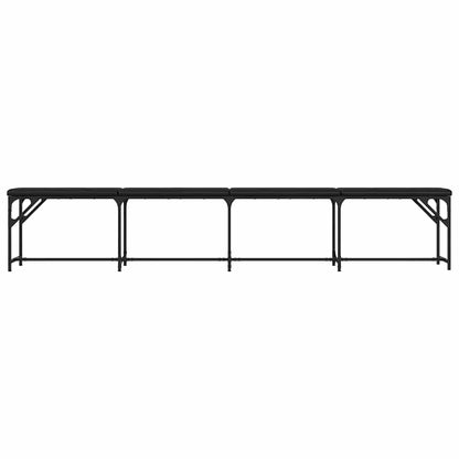 Dining Bench Black 248x32x45 cm Steel and Faux Leather