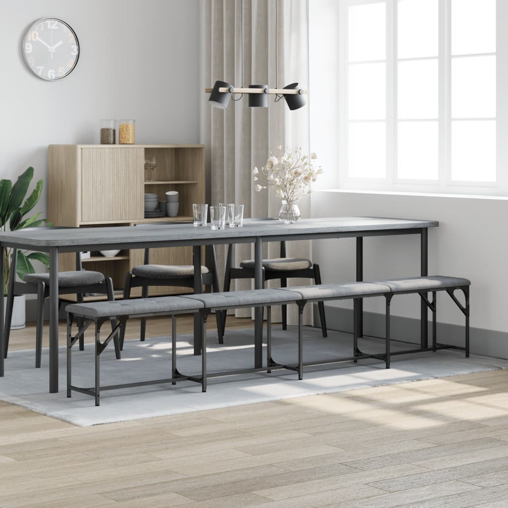 Dining Bench Light Grey 248x32x45 cm Steel and Fabric