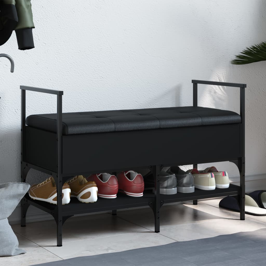 Shoe Bench Black 85.5x42x57.5 cm Engineered Wood