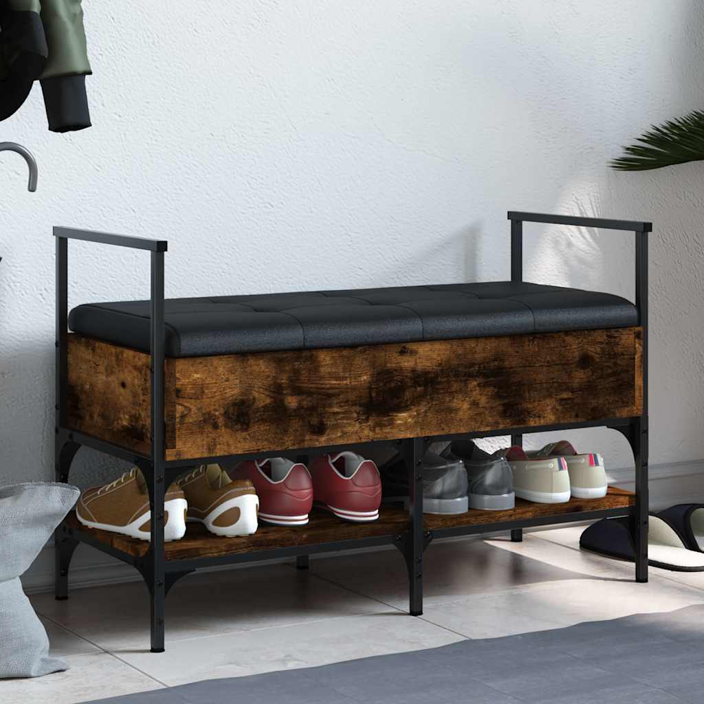 Shoe Bench Smoked Oak 85.5x42x57.5 cm Engineered Wood
