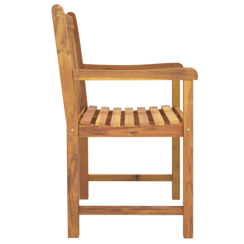 Garden Chair | Set of 4 | Brown | Solid Acacia wood | Medium | Durable