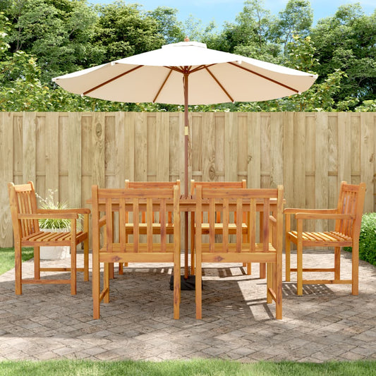 Garden Chair | Set of 6 | Natural wood color | Solid acacia wood | Medium